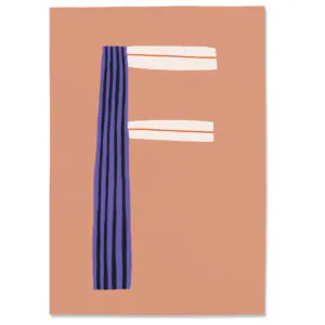 Postkarte F, Postkarte Buchstabe F, illustrierte Postkarte mit Buchstabe F, ABC Postkarten, Postkartenset ABC, Buchstabenpostkarten von Anna Katharina Jansen