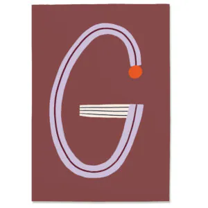 Postkarte G, Postkarte Buchstabe G, illustrierte Postkarte mit Buchstabe G, ABC Postkarten, Postkartenset ABC, Buchstabenpostkarten von Anna Katharina Jansen