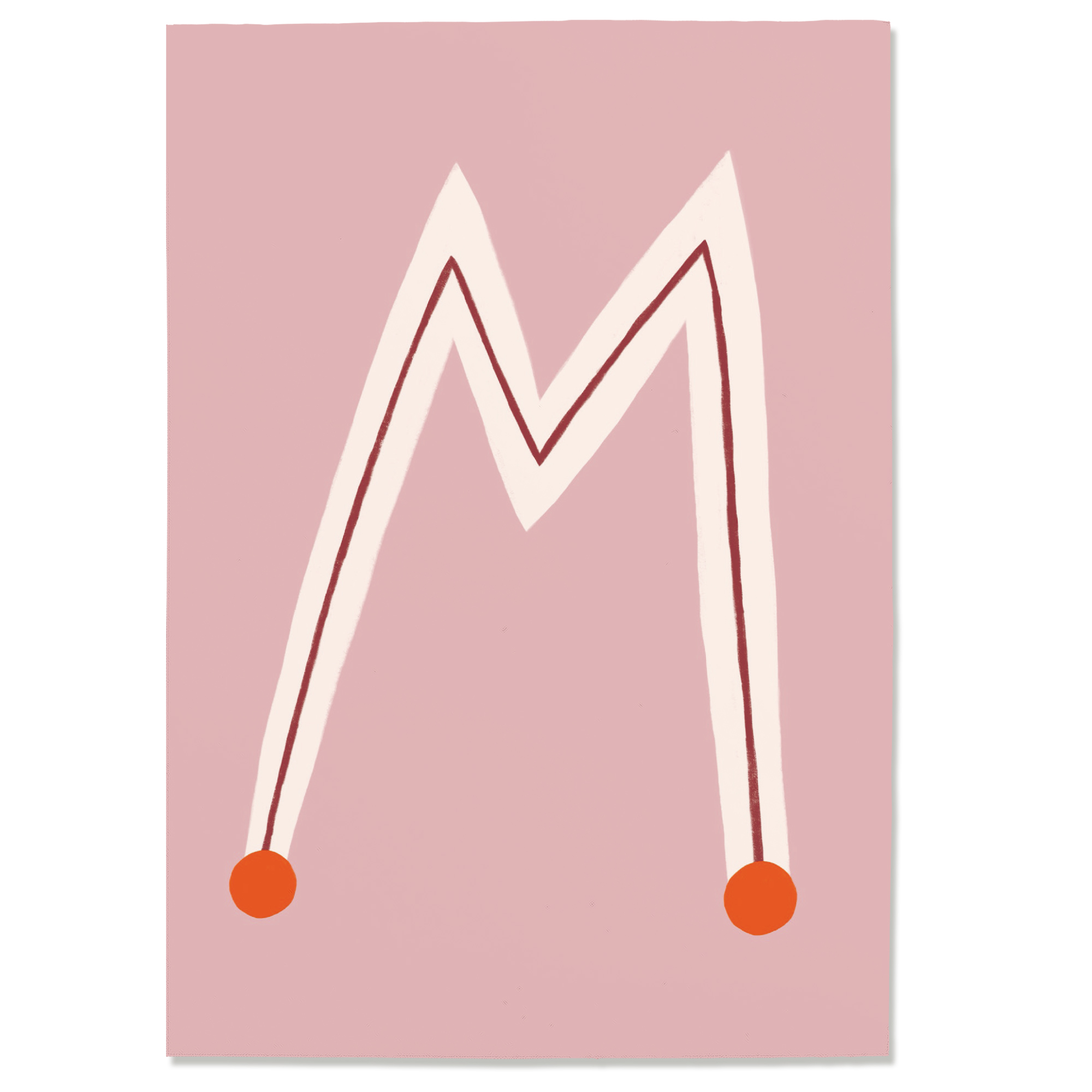 Postkarte M, Postkarte Buchstabe M, illustrierte Postkarte mit Buchstabe M, ABC Postkarten, Postkartenset ABC, Buchstabenpostkarten von Anna Katharina Jansen