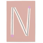 Postkarte N#1, Postkarte Buchstabe N, illustrierte Postkarte mit Buchstabe N, ABC Postkarten, Postkartenset ABC, Buchstabenpostkarten von Anna Katharina Jansen