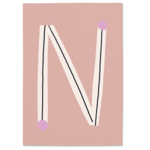 Postkarte N#1, Postkarte Buchstabe N, illustrierte Postkarte mit Buchstabe N, ABC Postkarten, Postkartenset ABC, Buchstabenpostkarten von Anna Katharina Jansen