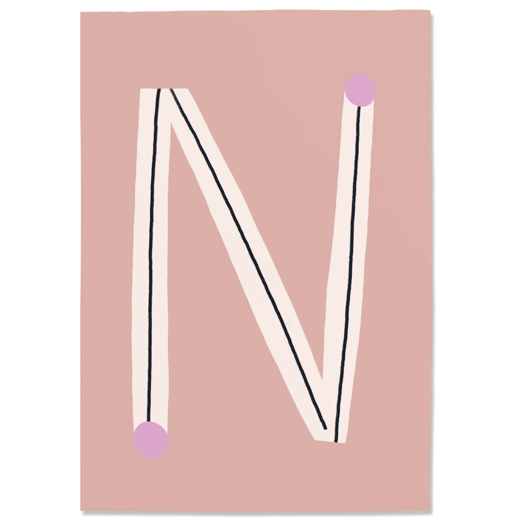 Postkarte N#1, Postkarte Buchstabe N, illustrierte Postkarte mit Buchstabe N, ABC Postkarten, Postkartenset ABC, Buchstabenpostkarten von Anna Katharina Jansen
