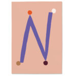 Postkarte N#2, Postkarte Buchstabe N, illustrierte Postkarte mit Buchstabe N, ABC Postkarten, Postkartenset ABC, Buchstabenpostkarten von Anna Katharina Jansen
