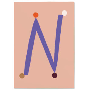 Postkarte N#2, Postkarte Buchstabe N, illustrierte Postkarte mit Buchstabe N, ABC Postkarten, Postkartenset ABC, Buchstabenpostkarten von Anna Katharina Jansen